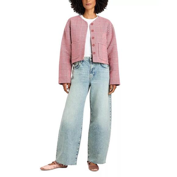 Splendid Women Coral Plaid Wool Blend Tiffany Reversible Casual Jacket Size M - Picture 2 of 5